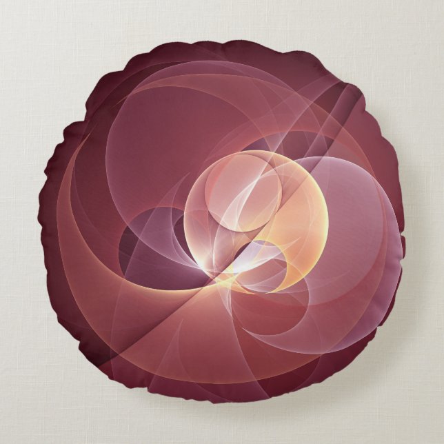 Abstrakt Elegant Modern Vin Red Fractal Art Rund Kudde (Framsidan)
