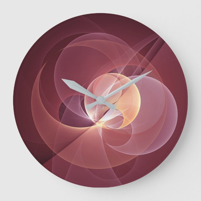 Abstrakt Elegant Modern Vin Red Fractal Art Stor Klocka (Framsida)