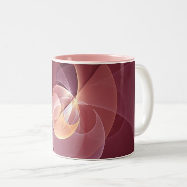 Abstrakt Elegant Modern Vin Red Fractal Art Två-Tonad Mugg (Framsida höger)
