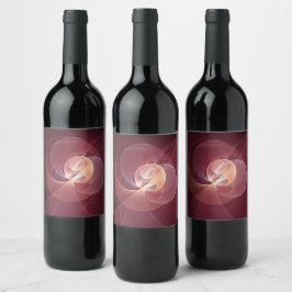 Abstrakt Elegant Modern Vin Red Fractal Art Vinflaska Etikett
