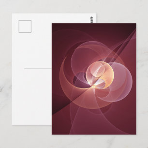 Abstrakt Elegant Modern Vin Red Fractal Art Vykort