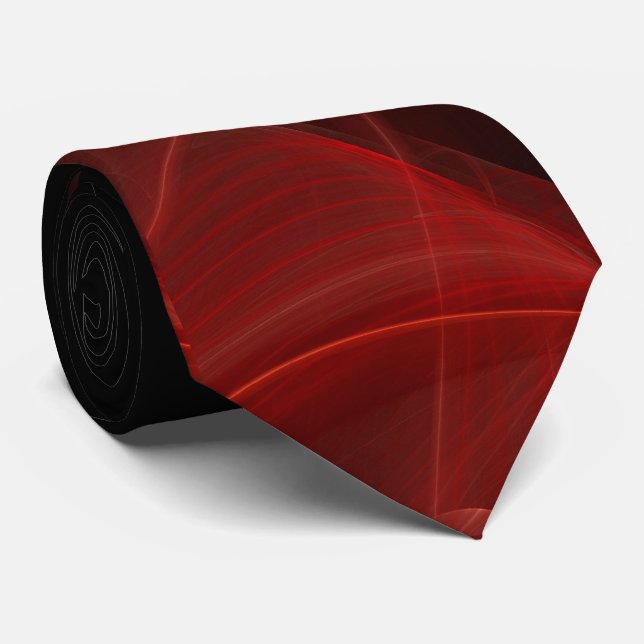 Abstrakt Elegant Red and Black Fractal Necktie Slips (Rullad)