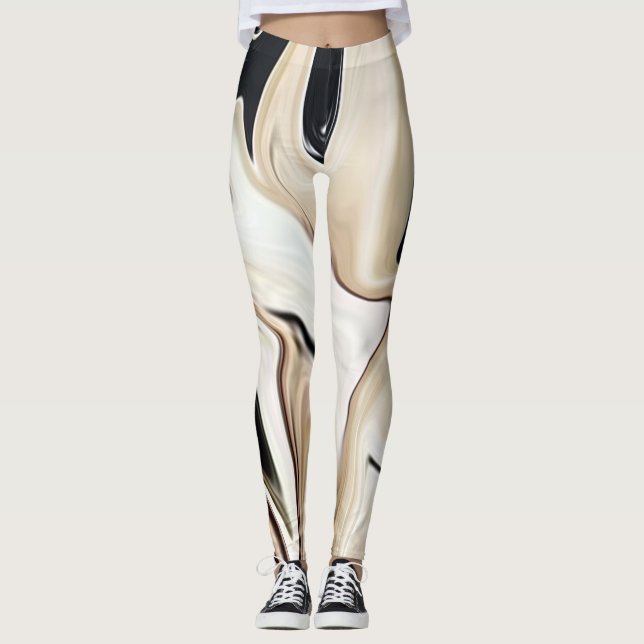 Abstrakt elegant retro färg digital vätskestruktur leggings (Framsida)