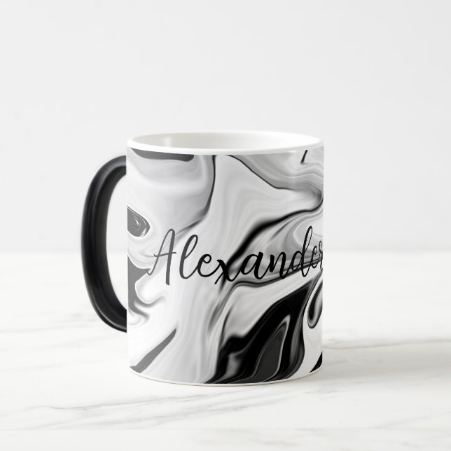 Abstrakt elegant retro färg digital vätskestruktur magisk mugg (Framsida vänster)