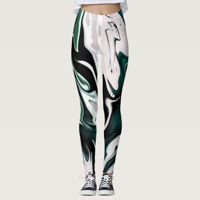 Abstrakt elegant vätske-marble-flöde struktur leggings (Framsida)