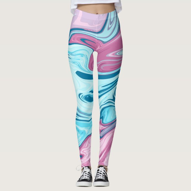 Abstrakt elegant vätske-marble-flöde struktur leggings (Framsida)