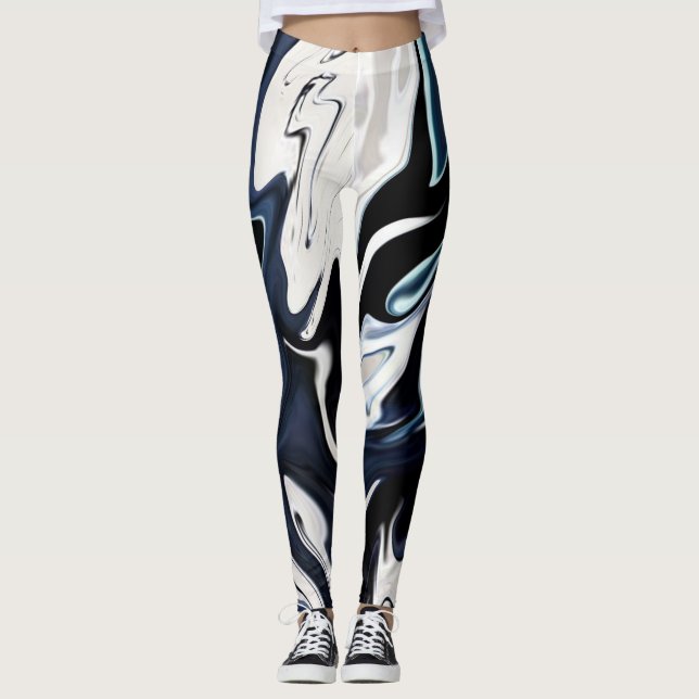 Abstrakt elegant vätske-marble-flöde struktur leggings (Framsida)