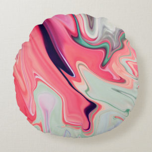 Abstrakt elegant vätske-marble-flöde struktur rund kudde