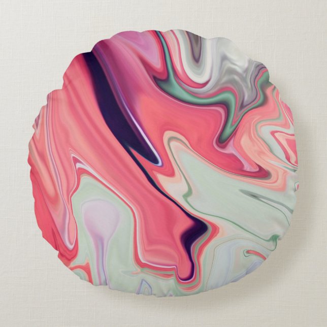 Abstrakt elegant vätske-marble-flöde struktur rund kudde (Framsidan)