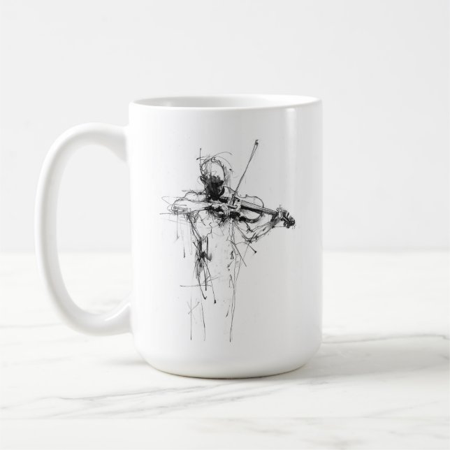 Abstrakt Elegant Violinist Kaffemugg (Vänster)