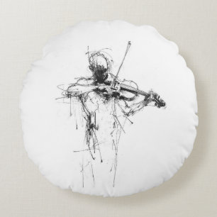 Abstrakt Elegant Violinist Rund Kudde