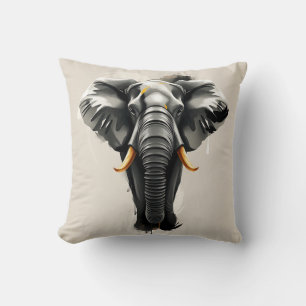 Abstrakt Elephant med Guld Tusks i Neutralt Toning Kudde