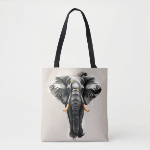 Abstrakt Elephant med Guld Tusks i Neutralt Toning Tygkasse