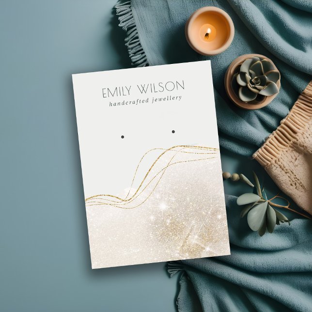 Abstrakt Elfenbenskusten Guld Glitter Shiny Earrin Visitkort (Skapare uppladdad)