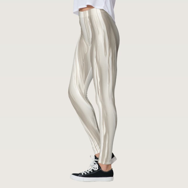 Abstrakt Elfenbenstextur Leggings (Vänster)