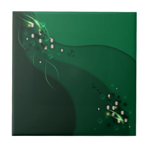 Abstrakt Emerald Grönt Layout och Guld Ornaments Kakelplatta