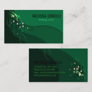 Abstrakt Emerald Grönt Layout och Guld Ornaments Visitkort