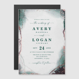 Abstrakt Emerald Grönt Magnetic Wedding bjudande