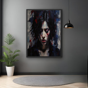 Abstrakt Emotional Porträtt Contemporary Art Poster