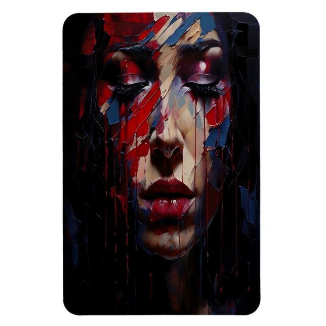 Abstrakt Emotional Porträtt Expressionist Art Magnet (Vertikal)