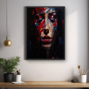 Abstrakt Emotional Porträtt Expressionist Art Poster