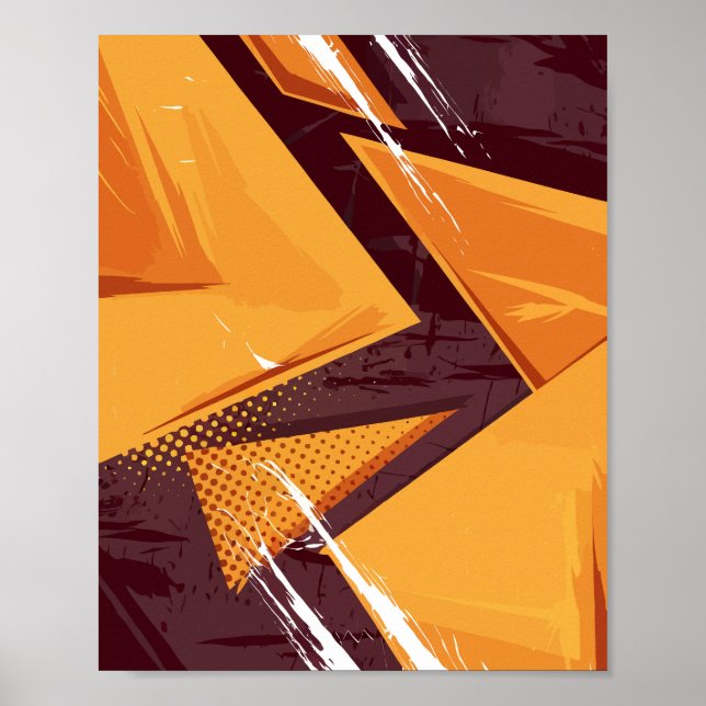 Abstrakt Energy in Orange Triangles & Mörk Brown Poster (Framsidan)