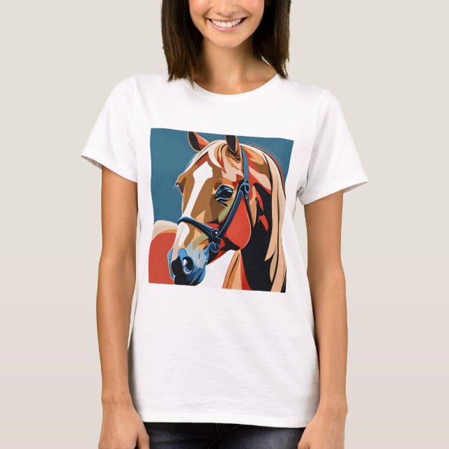 Abstrakt Equestrian Horse Mustang Pony Bronco Colt T Shirt (Framsida)