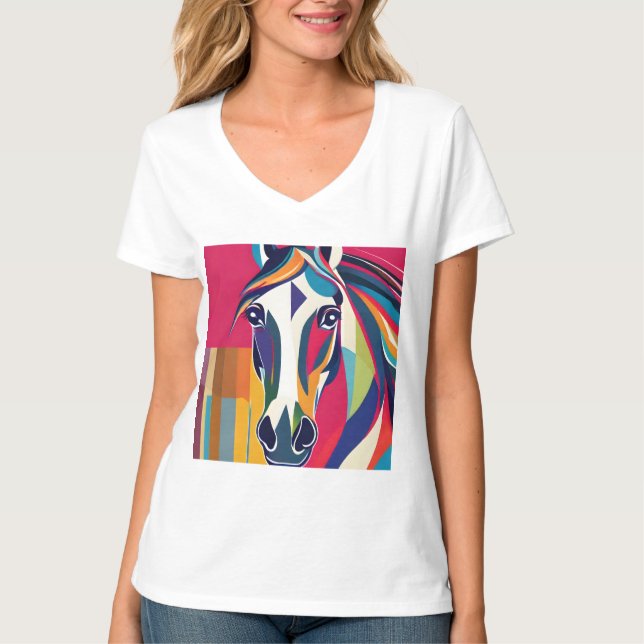 Abstrakt Equestrian Horse Mustang Pony Bronco Colt T Shirt (Framsida)