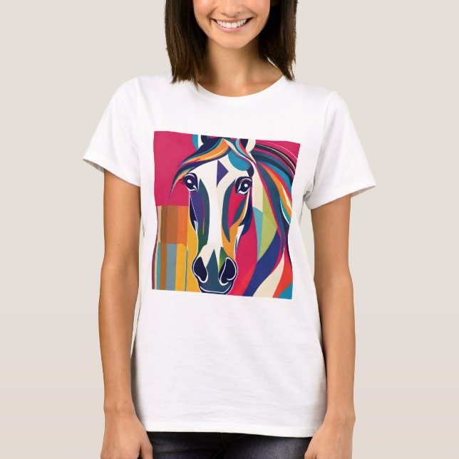 Abstrakt Equestrian Horse Mustang Pony Bronco Colt T Shirt (Framsida)