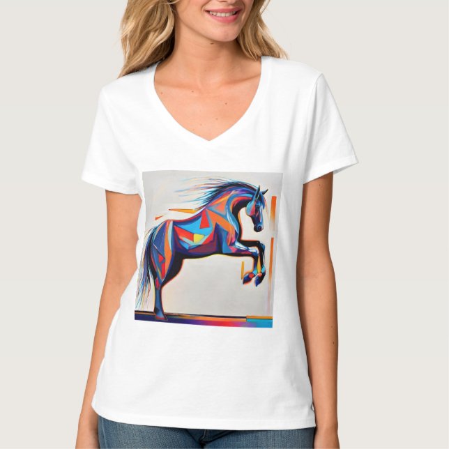Abstrakt Equestrian Horse Mustang Pony Bronco Colt T Shirt (Framsida)