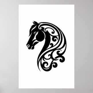 Abstrakt Equestrian Swirls Artwork Poster