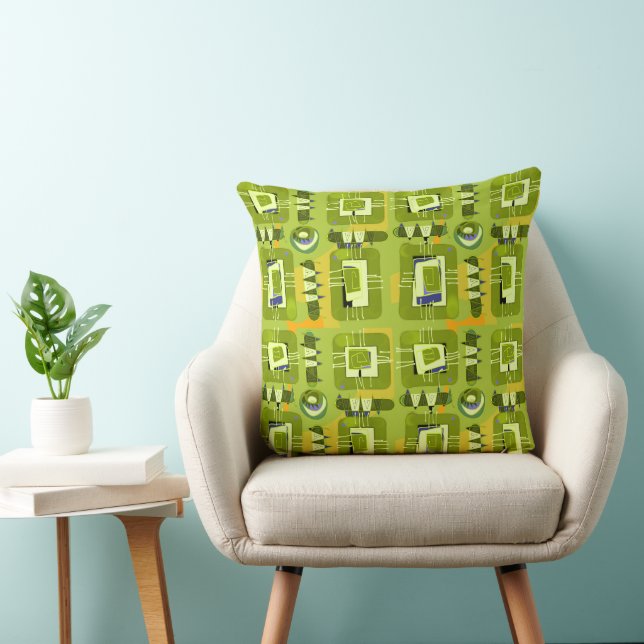 Abstrakt Ethnic Matrix - Lime Green Orange Kudde (Stol)