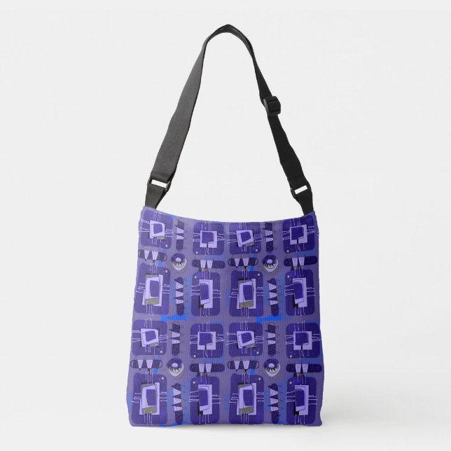 Abstrakt Ethnic Matrix - Mauve Blue Olive Axelväska (Framsida)
