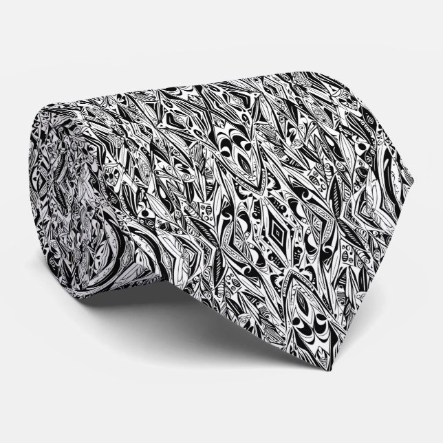 Abstrakt Ethnic Tribal Black and White Mönster Slips (Rullad)
