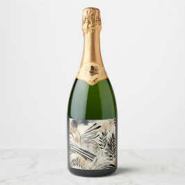 abstrakt etikett för champagneflaska med botaniska