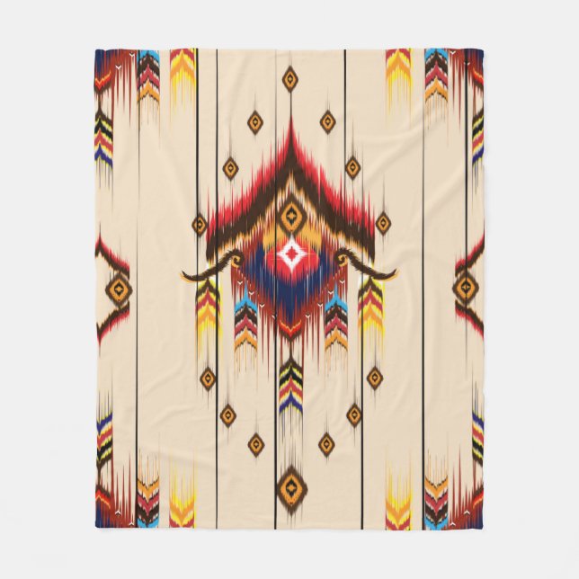Abstrakt etnisk geometrisk mönster, Ikat geometric Fleecefilt (Framsidan)