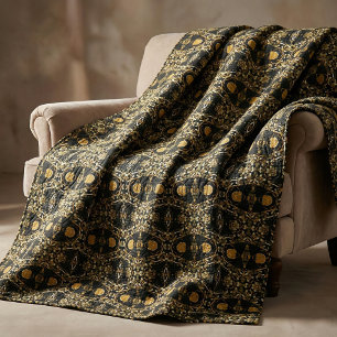 Abstrakt Etnisk lyx Arabesque Guld och Black Tyg