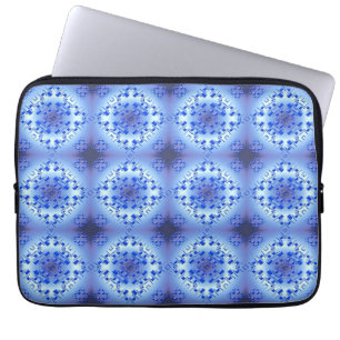 Abstrakt etniskt geometriskt blåttmönster laptop sleeve