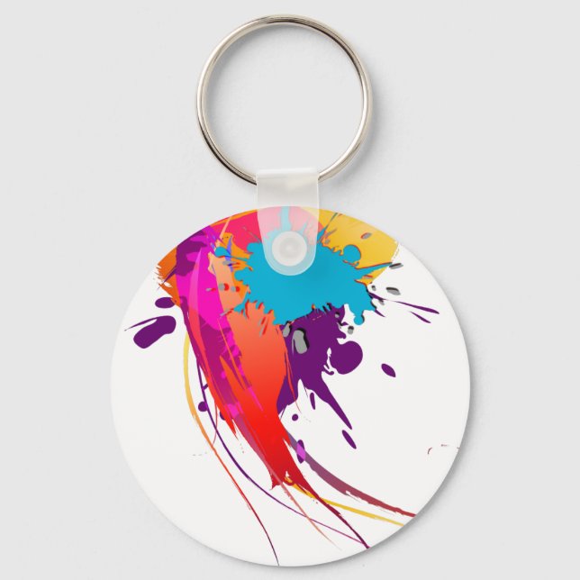 Abstrakt Exotic Butterfly Paint Splatters Nyckelring (Framsida)