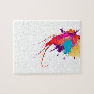 Abstrakt Exotic Butterfly Paint Splatters Pussel