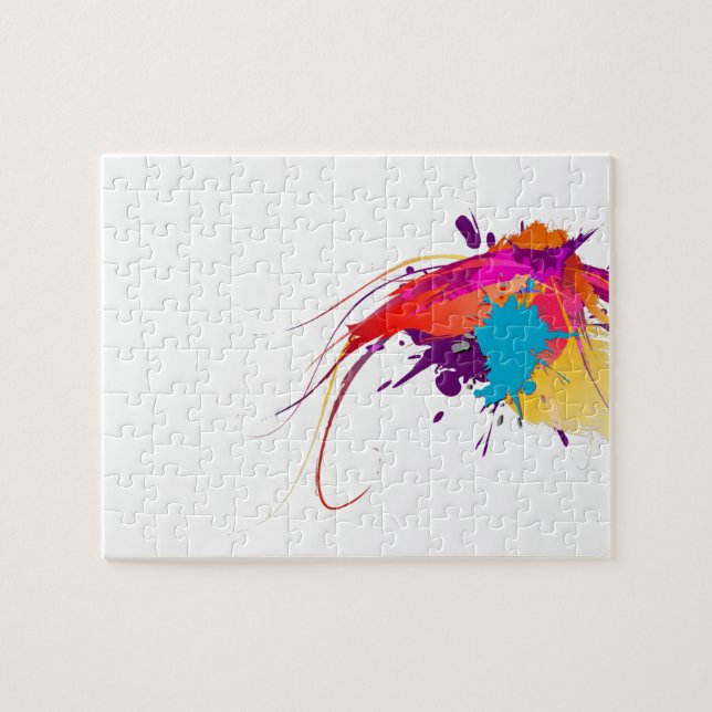 Abstrakt Exotic Butterfly Paint Splatters Pussel (Horisontell)