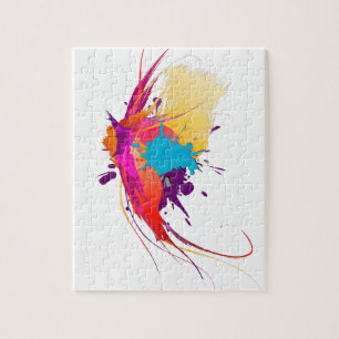 Abstrakt Exotic Butterfly Paint Splatters Pussel