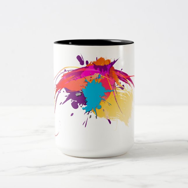 Abstrakt Exotic Butterfly Paint Splatters Två-Tonad Mugg (Center)