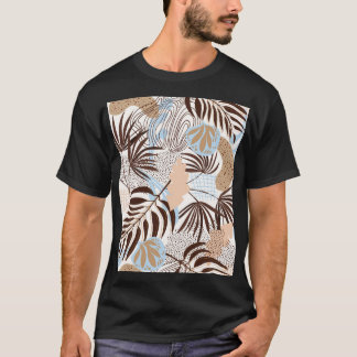 Abstrakt Exotiska växter Mönster T Shirt