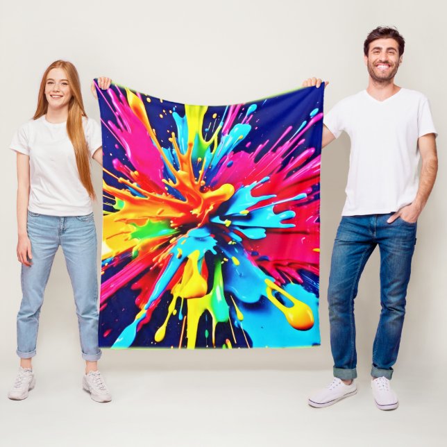 Abstrakt Explosion av Färg och färg Fleecefilt (På plats)