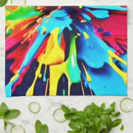 Abstrakt Explosion av Färg och färg Kökshandduk