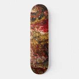 Abstrakt Expression Black Guld & Red Mini Skateboard Bräda 18,5 Cm