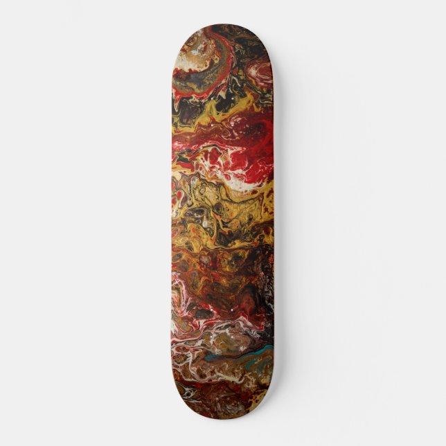 Abstrakt Expression Black Guld & Red Mini Skateboard Bräda 18,5 Cm (Framsida)