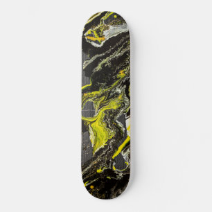 Abstrakt Expression Black & Gult Mini Skateboard Bräda 18,5 Cm
