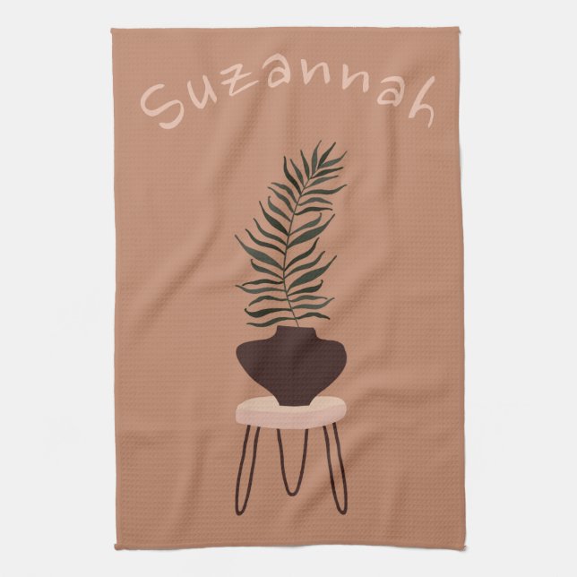 Abstrakt Expression Terracotta Handflatan Löv & Va Kökshandduk (Vertikal)